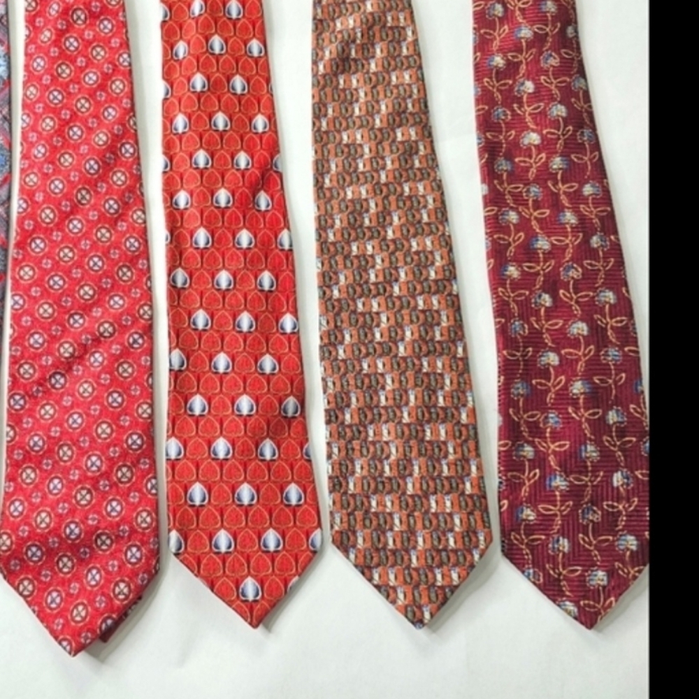 Ermenegildo Zegna 100% Silk Tie Bundle Of 4 Red Various Pattern